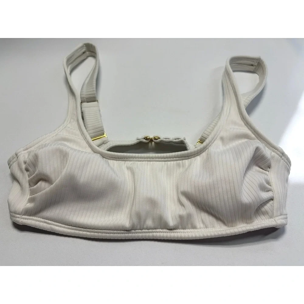 Wild Fable White‎ Ribbed Bikini Top XS Adjustable Strap Swim Top